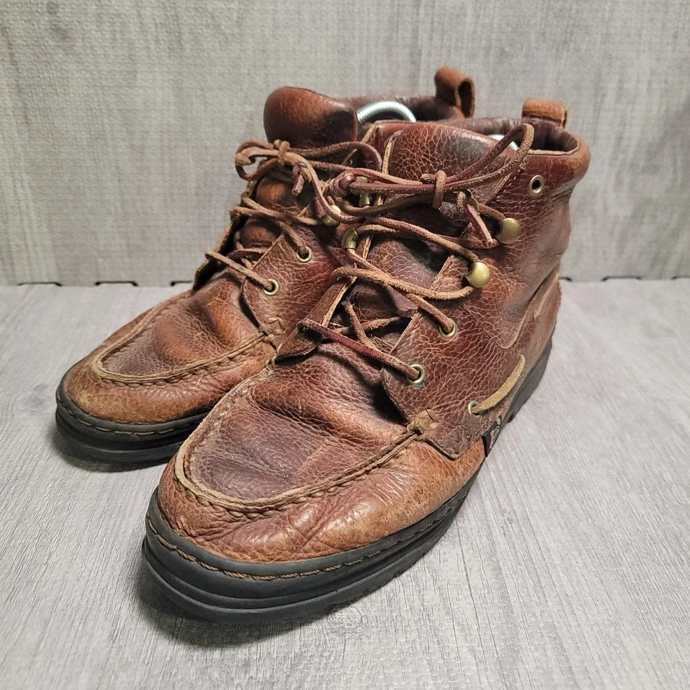 Justin 991 Chukka Boots Mens 8.5 M Brown Leather Lace Up Workwear Outdoor Rugged